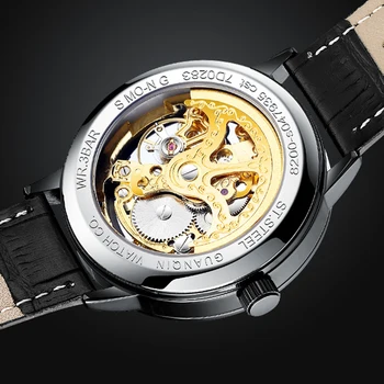 Guanqin Esqueleto Reloj de los Hombres Mecánicos Automáticos de Movimiento de la parte Superior de la Marca de Lujo del Reloj de la prenda Impermeable de Negocio de relojes relogio masculino