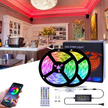 SMD 5050 DC12V APLICACIÓN Bluetooth LED Luz de Tira del RGB 5M 10 M RGB LED Franja de Cinta de Diodo de luz de fondo Para el Hogar de la Sala de Fiesta en la cocina