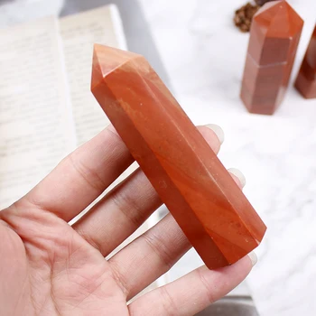 5-9cm Natural Jaspe Rojo de Cristal de Puntos de Sanación y Meditación Obelisco de Cuarzo Varita de Adorno para el Hogar Decoración de la Energía Reiki Gemston