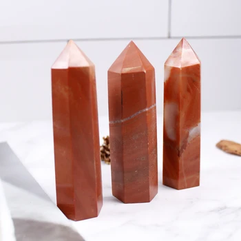 5-9cm Natural Jaspe Rojo de Cristal de Puntos de Sanación y Meditación Obelisco de Cuarzo Varita de Adorno para el Hogar Decoración de la Energía Reiki Gemston
