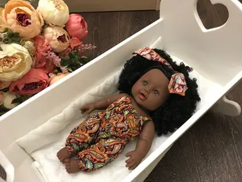 2020 negro renacer de la muñeca de pelo afro 30cm 12 renacer boneca pop muñecas bebé recién nacido lleno de silicona poupee niña juguetes