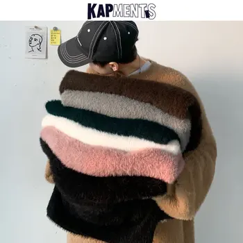 KAPMENTS Ropa de Invierno de los Hombres Sólidos jersey de Lana 2020 Hombre coreano Suéteres de Punto, Harajuku 