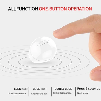 SQRMINI X20 Ultra Mini Wireless Solo Auricular Bluetooth Pequeños de 3 horas de reproducción de Música Botón de Control de Auriculares Con Cargo Caso
