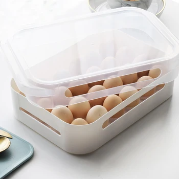 Envío gratis Refrigerador Huevo de la Caja de Almacenamiento de Alimentos Frescos del Refrigerador con Huevo Bastidor de la Caja de Soporte de la Caja de Almacenamiento Ponga Huevo Bandeja