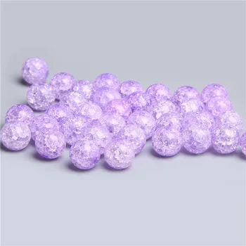 Púrpura Agrietado Cristal de Ronda Suelto de Piedra de Cristal de Cuarzo de Perlas de Vidrio Para la Fabricación de Joyas 6 8 10 12 14 MM de BRICOLAJE Pulsera Collar de Regalo