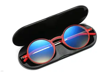 Delgado Marco de la Ronda de marcos Tr90 gafas de lectura +aluminio magnético caso Plegable de Bolsillo con Luz Azul de Bloqueo de la Presbicia Eyeglasse 1.5