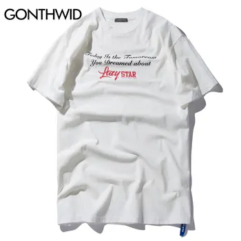 GONTHWID 2020 Verano Impreso Camisetas de Manga Corta para Hombre de la Moda Causal de Algodón O-Cuello de la Ropa de las Camisetas Hip Hop Camiseta Tops