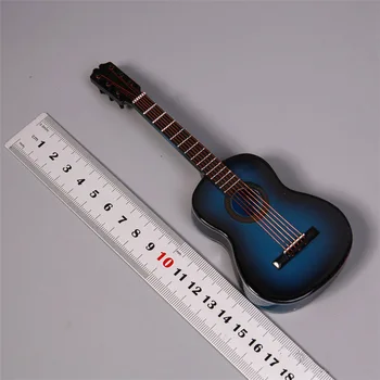 Mini Guitarra de Escala 1/6 Modelo de Estilo Clásico Color Azul de las Figuras de Acción de Muñecas BJD las Colecciones de Accesorios