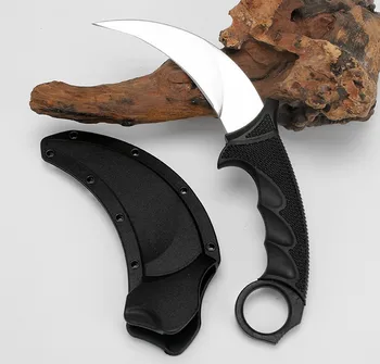 Más reciente 58-60HRC karambit cuchillo de camping al aire libre herramientas cuchillo de Caza de Rescate de Supervivencia Cuchillos con Secure-Ex Cubierta