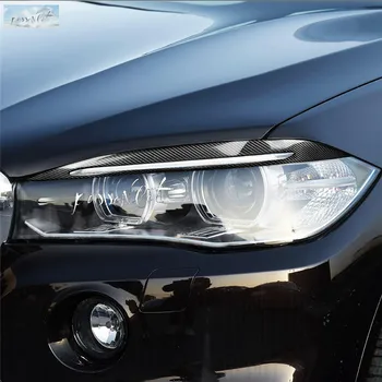 Coche Estilo de Accesorios de Fibra de Carbono Faro del Coche decoración de los Párpados, Cejas Cubrir Recorte de la etiqueta Engomada para BMW X5 F15-2017
