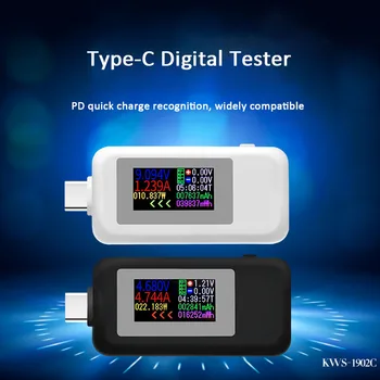 De tipo C, USB Probador de la Pantalla a Color de 10 en 1 4-30V Medidor de Voltaje de Temporización Amperímetro Digital de Monitor de Cut-off Indicador de Alimentación Cargador de Teste