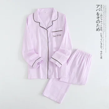 Nuevo Algodón Pijamas de las Mujeres Conjuntos de Pijamas Par de Primavera de Manga Larga ropa de dormir de V-Cuello de la Femme Salón Pijama mujer