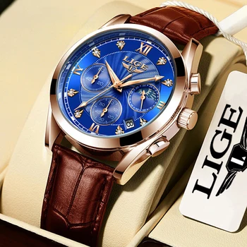Relogio Masculino LIGE Relojes para Hombre de la Marca Superior de Lujo de los Hombres de Negocio de la Moda Impermeable Reloj de Cuarzo Para los Hombres Casual Reloj de Cuero
