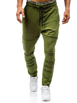 2020 Hombres Corredores De Pantalones De La Marca De Moda Agujero Decorar Pantalón Largo De La Aptitud De Algodón Pantalones De Chándal De Hip Hop De La Calle Negro Gris