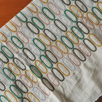 150cm de Ancho Japonés elíptica bordado de algodón y tela de lino número pequeño de tres dimensiones del bordado de la ropa hecha a mano f