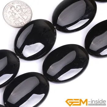 La Piedra Natural Ágatas Negras Ovaladas de Bolas Para la Fabricación de Joyas Hebra de 15 Pulgadas DIY de la Joyería del Diseño de la Pulsera de Perlas