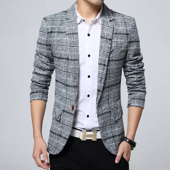 De los hombres casual traje de chaqueta versión coreana de slim traje de Dropshipping de la venta caliente de la capa superior de negocios de manga larga botón de algodón blazers