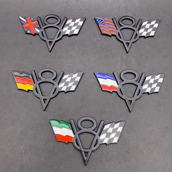 3D, Metal Alemania Italia reino unido Bandera de los estados unidos V8 etiqueta Engomada del Coche Insignia Emblema del Coche de Estilo de Fiat, Bmw, Ford Lada Opel, Skoda, Toyota Lifan