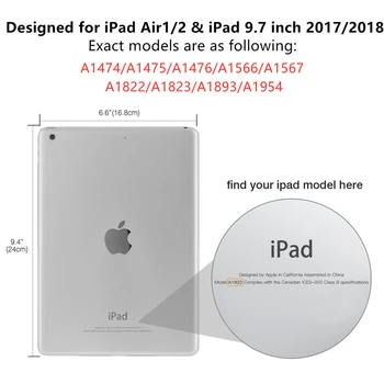 Smart Case Para el ipad de Apple 9.7 2017 2018 Relieve de la Mariposa de la Cubierta para el ipad de Aire 1 2 iPad 5 6 9,7 pulgadas de cartera de la caja de la tableta+Película