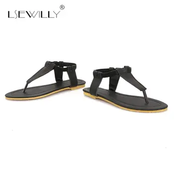 Lsewilly Tamaño 34-52 Moda 2018 Nuevas Mujeres Flats, Sandalias De Color Sólido Pisos Zapatillas Sandalias De Las Mujeres Del Verano Zapatos De Playa S100