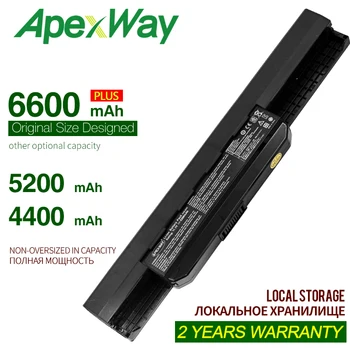 Apexway 6C 11.1 V 6600mAh A32-K53 Batería del ordenador portátil para Asus A43 A43E A53S K43E K43U K43S K43SJ K53 K53T K53S K53SV X54 X54H X44H