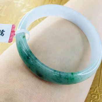 Enviar Un certificado natural de la Jadeíta pulseras tallada dos de color azul oscuro 52-61mm modelos femeninos de la princesa de jade pulsera de la joyería