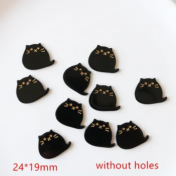 Nuevo estilo 50pcs/lote de animales de dibujos animados de gatos negros de forma acrílico perlas sin agujeros diy de la joyería del pendiente/accesorio de la prenda