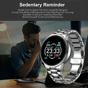 LIGE 2020 Nueva Banda de Acero Reloj Inteligente de los Hombres de la Frecuencia Cardíaca Podómetro Multifuncional del Deporte de la prenda Impermeable del Smartwatch de Fitness Tracker+Cuadro
