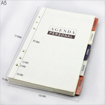 A5 A6 A7 agenda de Negocios organizador de papel, la gestión del tiempo de programación hoja suelta recargas, Mensual, Semanal Hoy Cuaderno de Papel