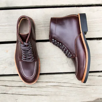 Nuevas botas hechas a mano de cuero de los hombres Derby hombre zapatos de vestir, botas de Oxford Goodyear-Welted Vintage