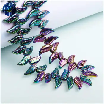 8x18mm Forma de Hoja de perlas 30PCS de Murano Colorido de las Alas de Bolas para la Fabricación de Joyas