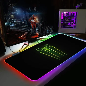 Gran RGB Gaming Mouse Pad Spidermans Equipo Mousepad de la Retroiluminación Led de la Superficie Mause Pad del Teclado Mat DIY Personalizado