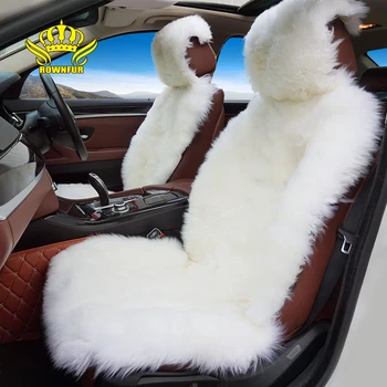 Rownfur piel Natural de Australia piel de oveja de asiento de coche cubre tamaño universal para la cubierta del asiento de accesorios de automóviles de 2016 D001-B