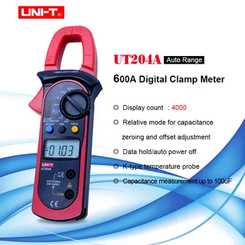 Digital de Mano Pinza multímetro UNIDAD UT204A profesional True RMS LCD Multifuction Ohm DC AC Voltímetro Amperímetro de CA de retención de Datos