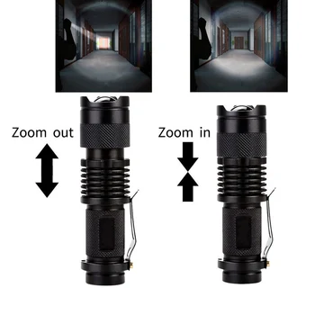 Portátil linterna LED Q5 COB Mini Negro 1200LM Impermeable de la Luz del Flash Zoom Linterna Uso 14500 Batería de Iluminación de la Linterna Táctica