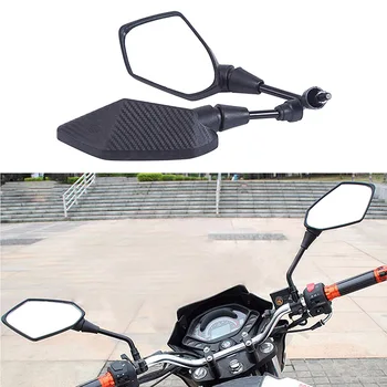La fibra de carbono de color universal Trasera 10mm 8mm ATV Off-road Suciedad Pit Bike moto lado del espejo retrovisor moto motocicleta espejos
