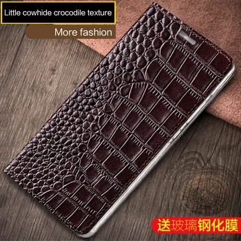De lujo de Cuero Genuino Caso Para LG P6 Más K10 v50 flip caso de Cocodrilo textura de silicona suave para el parachoques Completo proteger la cubierta del teléfono