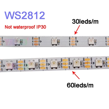 50m 10lots WS2812B Inteligente pixel led de luz de tira de 5m/rollo: DC5V 30/60 píxeles/leds/m;WS2812 IC;IP30/IP65/IP67,Negro/Blanco PCB