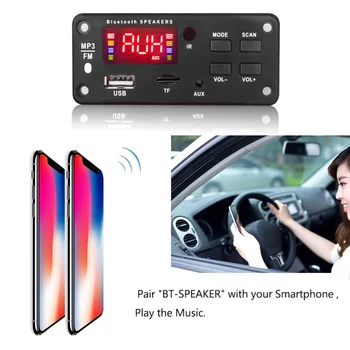Sin Amplificador de Pantalla Grande 12V MP3 WMA Inalámbrica Bluetooth 5.0 Decodificador de Audio de la Placa del Módulo de TF USB, 3.5 Mm AUX de Audio Para el Coche