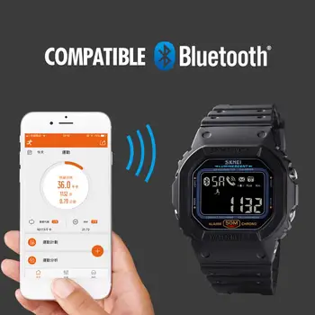SKMEI LED Inteligente de los Hombres Relojes Bluetooth Fitness Tracker Deporte de la prenda Impermeable de la Llamada Recordar el Smartwatch De Huawei Android Relogio 1629