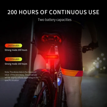 SHIZIWANGRI 2600mAh luz trasera LED Bicicleta Recargable USB de Seguridad Luz de Advertencia de la Bicicleta de Cola Trasera de la Linterna de Luz