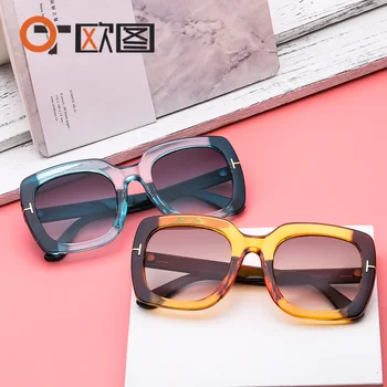 TF gafas de sol de las mujeres de los hombres 2020 uv400 verde leopardo de moda de playa, gafas de sol de gran tamaño cuadrado de oculos de sol feminino