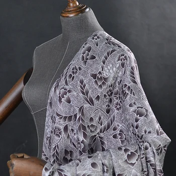 Café de diseño floral Jacquard pura seda de tela de 18momme de la moda de tela de seda,SFF197