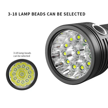 10400mAH Ultra Potente Linterna LED 18650 Batería Integrada USB T6 LED de Luz de Flash Impermeable del Reflector de la Antorcha 3 Modos de Salida
