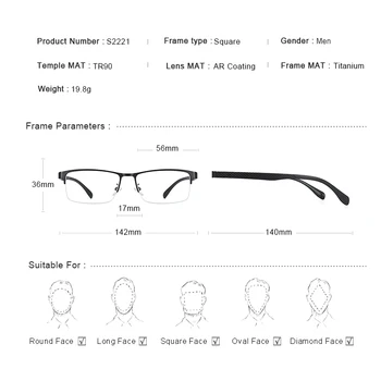 MERRYS de DISEÑO de los Hombres de Titanio de la Aleación de Gafas de Marco TR90 Piernas Miopía de Anteojos Ópticos Marco de Estilo de Negocios S2221