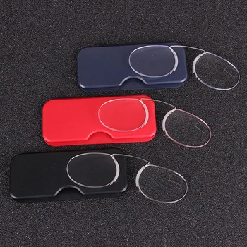Plegable Nariz Clip de Gafas de Lectura SOS Cartera Lector de Mini Pince-nez Gafas de Presbicia con el Caso de Dioptrías 1.0 1.5 2.0 2.5 3.0 3.5