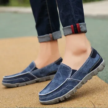 Zapatos de lona de los Hombres de Verano Transpirable Antideslizante En la Vendimia Masculina Mocasines de Moda Casual para Hombre alpargatas Hombre Denim Zapatos Zapatillas de deporte de Gran Tamaño