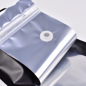 Varios Tamaños 50pcs Espesor de Calor Sellado de bolsas Ziplock de papel de Aluminio Mylar de Pie Negro de la Cremallera de la Cerradura del Bolso de Café con la Válvula