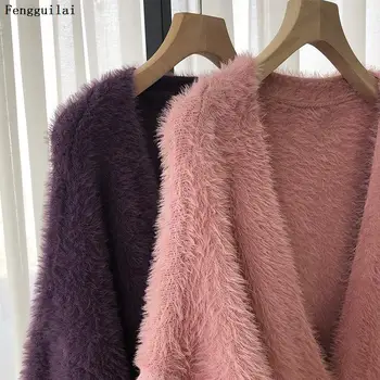 La imitación de visón abrigo de terciopelo de las mujeres 2020 invierno y el otoño nuevo coreano flojo abrigo chaquetas de manga larga casual