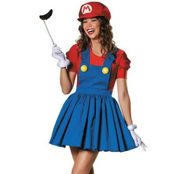 Halloween Super Mario Luigi Bros Traje De Las Mujeres Sexy Vestido De Fontanero Disfraces Para Adultos De Mario Bros Traje De Cosplay Disfraces Fantasia